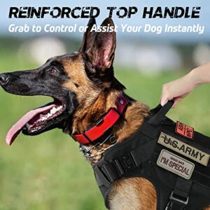 rabbitgoo Tactical Dog Harness for Large Dogs, Heavy Duty Dog Harness with Handle, No-Pull Service Dog Vest Large Breed, Adjustable Military Dog Vest Harness for Training Hunting Walking, Black, L