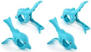 c&h solutions 2 pack set pair of dolphin beach towel clips jumbo size for beach chair, cruise beach patio, pool accessories for chairs, household clip, baby stroller.