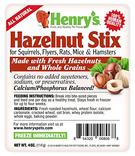 Henry's Hazelnut Stix - The Only Squirrel and Hamster Treat Baked Fresh to Order (4 oz (2-Pack))