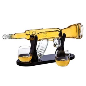 gifts for dad, whiskey gifts for men, whiskey decanter rifle with 2 whiskey glasses, whiskey decanter set for liquor, scotch, bourbon vodka, gifts for men