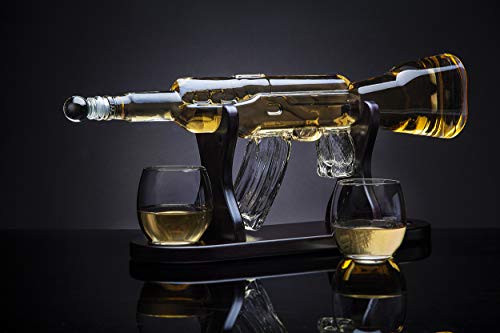 Gifts for Dad, Whiskey Gifts for Men, Whiskey Decanter Rifle with 2 Whiskey Glasses, Whiskey Decanter Set for Liquor, Scotch, Bourbon Vodka, Gifts for Men