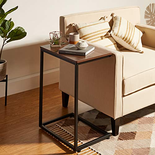 AZL1 Life Concept C Sofa Side, End Snack Wood Finish and Metal Frame, Couch Tables That Slide Under for Living Room and Small Spaces-Easy Assembly,Rustic Brown