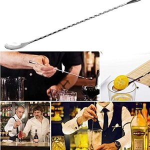 6 Pcs 12 Inch Bar Mixing Spoon Cocktail Spoon Stainless Steel Bar Long Spoon With Spiral Pattern