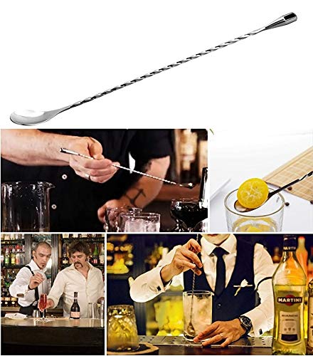 6 Pcs 12 Inch Bar Mixing Spoon Cocktail Spoon Stainless Steel Bar Long Spoon With Spiral Pattern