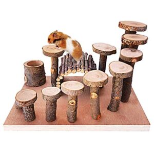 wooden hamster platform toy chinchilla activity playground stand ladder guinea pigs hideout set bridge ramps chew toys for mouse dwarf hamster gerbil rat sugar glider syrian hamster small animals