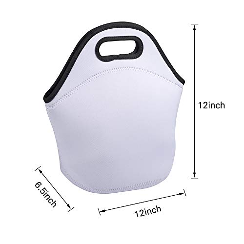 Sublimation Blanks Neoprene Lunch Bag, Thick Insulated Lunch Tote - Durable & Waterproof Lunch Box Carry Case Handbags With Zipper for Adults Nurse Teacher Outdoor Travel Picnic Work
