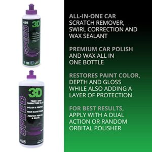 3D Speed Car Polish & Wax – 8oz – All-In-One Scratch Remover & Swirl Correction with Wax Protection