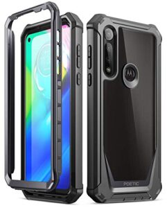 poetic guardian series case for moto g power (2020), [not fit 2021 version & moto g8 power (international version)] full-body hybrid shockproof bumper cover with built-in-screen protector, black/clear