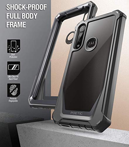 Poetic Guardian Series Case for Moto G Power (2020), [Not Fit 2021 Version & MOTO G8 POWER (INTERNATIONAL VERSION)] Full-Body Hybrid Shockproof Bumper Cover with Built-In-Screen Protector, Black/Clear