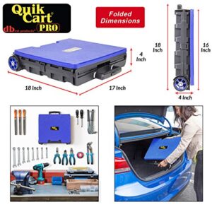 dbest products Quik Cart Pro Wheeled Rolling Crate Teacher Utility with seat Heavy Duty Collapsible Basket with Handle, Blue