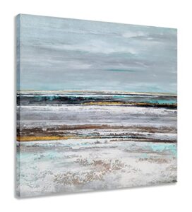 yihui arts seascape wall art - abstract coastal artwork picture - beach oil painting on wrapped canvas art for living room bedroom office decor