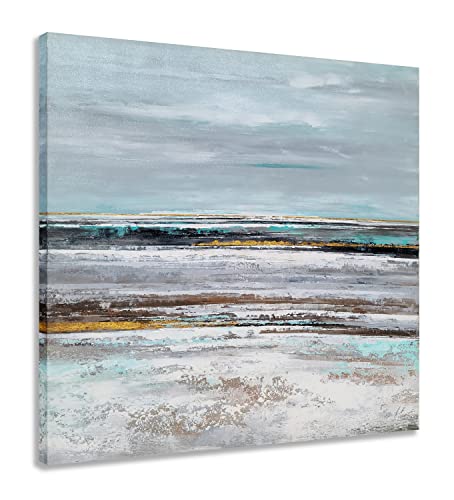 Yihui Arts Seascape Wall Art - Abstract Coastal Artwork Picture - Beach Oil Painting on Wrapped Canvas Art for Living Room Bedroom Office Decor