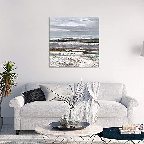 Yihui Arts Seascape Wall Art - Abstract Coastal Artwork Picture - Beach Oil Painting on Wrapped Canvas Art for Living Room Bedroom Office Decor