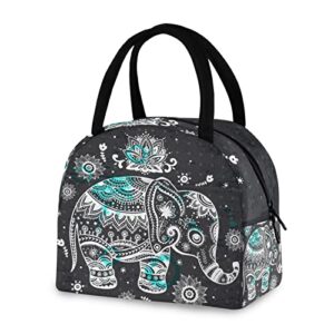 zzkko red poppies lunch bag box tote organizer lunch container insulated zipper meal prep cooler handbag for women men home school office outdoor use (elephant)