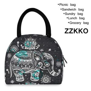 ZZKKO Red Poppies Lunch Bag Box Tote Organizer Lunch Container Insulated Zipper Meal Prep Cooler Handbag For Women Men Home School Office Outdoor Use (Elephant)