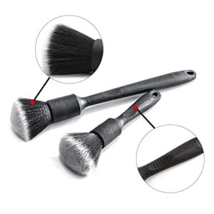 Maxshine Ever So Soft (ESS) Detailing Brush Set (Long, Short) – Excellent Elastic Memory, Bend Recovery, Quality Rubber Handle, Gently Removing Dirt & Dust, No Scratches