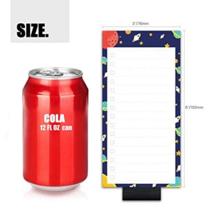 5 Pack Magnetic Notepads with Pen Holder for Fridge, Full Magnet Back Notepad, To Do List, Grocery Shopping, Space Theme, 6 x 3 Inches, 50 Sheets, Magnet Memo Pad for Fridge, Locker, File Cabinet, etc