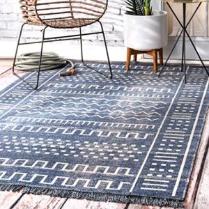 nuloom cora tribal indoor/outdoor accent rug, 2' x 4', blue