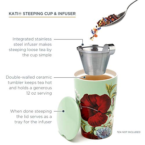 Tea Forté Kati Cup Fleur | Mug Removable Stainless Steel Infuser Cup | Quality Porcelain | 350 ml