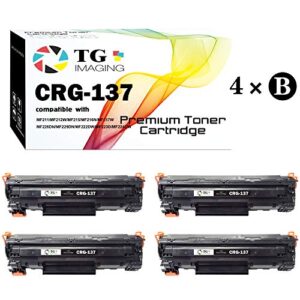 (4 pack) compatible crg-137 toner cartridge replacement for hp 137 (4xblack) mf247dw lbp151dw mf212w mf216n mf217w mf227dw mf229dw mf232w mf236n mf244dw mf249dw toner printers, sold by tg imaging