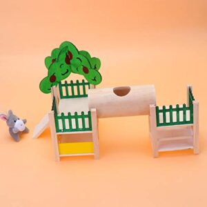 POPETPOP Wooden Hamster House Hideout Hut with Funny Climbing Ladder Exercise Toys for for Small Animals