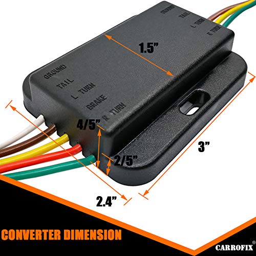 CARROFIX LED Compatible Taillight Converter with 20" Inches Leads and 60" Inches 4-Wire Flat Extension Vehicle End Connector