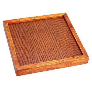 tea tray wood small portable square shape solid wood tea coffee snack food dinning serving tray plate(12.5 x 12.5 x 2cm / 4.92 x 4.92 x 0.78 inch)