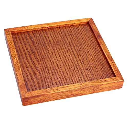 Tea Tray Wood Small Portable Square Shape Solid Wood Tea Coffee Snack Food Dinning Serving Tray Plate(12.5 x 12.5 x 2cm / 4.92 x 4.92 x 0.78 inch)