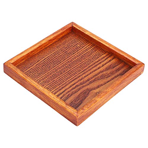 Tea Tray Wood Small Portable Square Shape Solid Wood Tea Coffee Snack Food Dinning Serving Tray Plate(12.5 x 12.5 x 2cm / 4.92 x 4.92 x 0.78 inch)