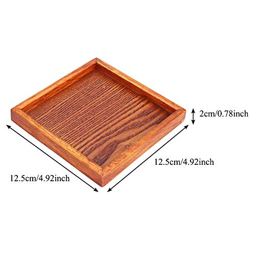 Tea Tray Wood Small Portable Square Shape Solid Wood Tea Coffee Snack Food Dinning Serving Tray Plate(12.5 x 12.5 x 2cm / 4.92 x 4.92 x 0.78 inch)