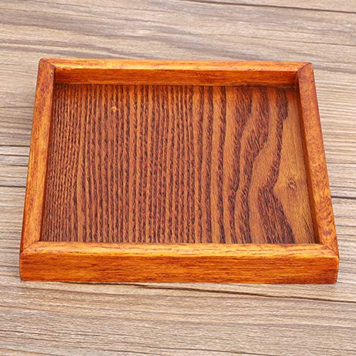 Tea Tray Wood Small Portable Square Shape Solid Wood Tea Coffee Snack Food Dinning Serving Tray Plate(12.5 x 12.5 x 2cm / 4.92 x 4.92 x 0.78 inch)