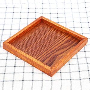 Tea Tray Wood Small Portable Square Shape Solid Wood Tea Coffee Snack Food Dinning Serving Tray Plate(12.5 x 12.5 x 2cm / 4.92 x 4.92 x 0.78 inch)