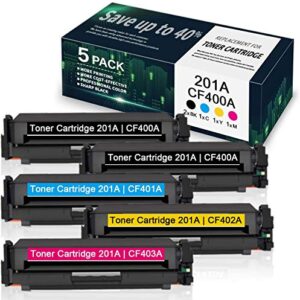 5 Pack(2BK/1C/1Y/1M) 201A CF400A CF401A CF402A CF403A Toner Cartridge Replacement for HP Color Laserjet Pro MFP M277n M277dw M277c6 M274n Pro M252dw M252n - by VaserInk