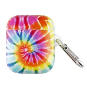 ucolor tie dye case for airpods full protective silicone shockproof tpu gel portable cover skin with key chain for earphone airpods 2/1 charging case