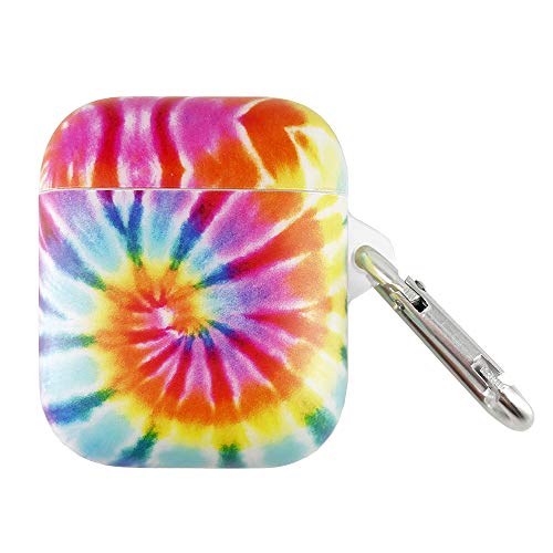 uCOLOR Tie Dye Case for AirPods Full Protective Silicone Shockproof TPU Gel Portable Cover Skin with Key Chain for Earphone AirPods 2/1 Charging Case