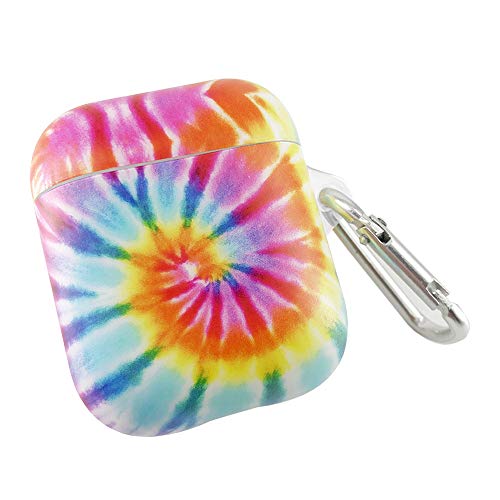 uCOLOR Tie Dye Case for AirPods Full Protective Silicone Shockproof TPU Gel Portable Cover Skin with Key Chain for Earphone AirPods 2/1 Charging Case