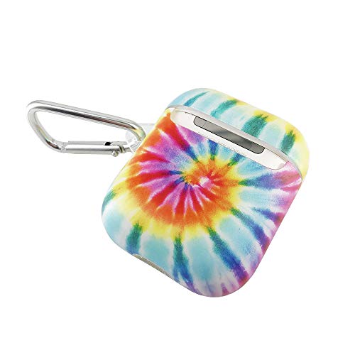 uCOLOR Tie Dye Case for AirPods Full Protective Silicone Shockproof TPU Gel Portable Cover Skin with Key Chain for Earphone AirPods 2/1 Charging Case