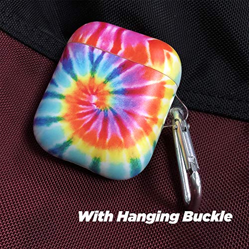 uCOLOR Tie Dye Case for AirPods Full Protective Silicone Shockproof TPU Gel Portable Cover Skin with Key Chain for Earphone AirPods 2/1 Charging Case