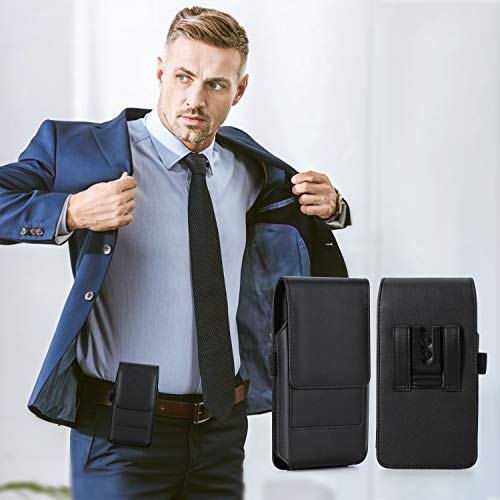 Mopaclle Phone Holster for Apple iPhone 14 Pro Max 14 Plus 13 Pro Max 8 Plus 7 Plus Belt Clip Case, Leather Cell Phone Belt Holder Pouch for Galaxy S23 Plus S8+ S9+S21 FE A73 5G A33 A12 A32 A03s