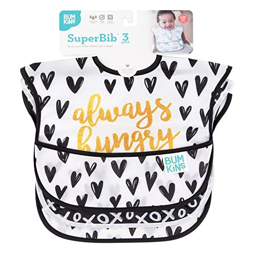 Bumkins Bibs, Baby Bibs for Girl or Boy, SuperBib Baby and Toddler Bib for 6-24 Months, Baby Bib for Eating, Feeding Bib, Waterproof Lightweight Fabric – Always Hungry