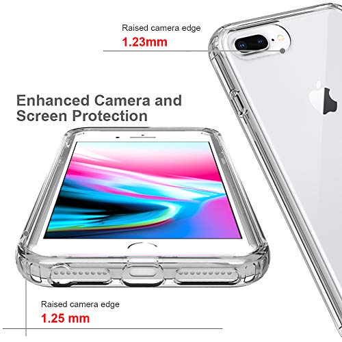 Misscase iPhone 8 Plus Case,iPhone 7 Plus Clear Case,[Tempered Glass Screen Protector] Full Body Protective Shockproof Hard Plastic & Soft TPU Case for iPhone 8/7/6 Plus (5.5 inch) Clear