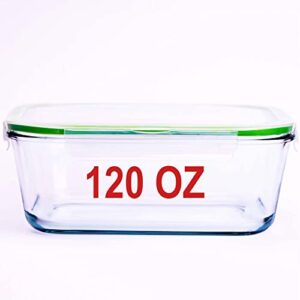 120 Oz 15 Cup Large Glass Food Storage Containers with Lids Airtight Set 3.5 L Family Size Extra Large Bakeware Marinating Lock Baking Dish Container Glass Bowls Meal Storing Serving Food Rectangle