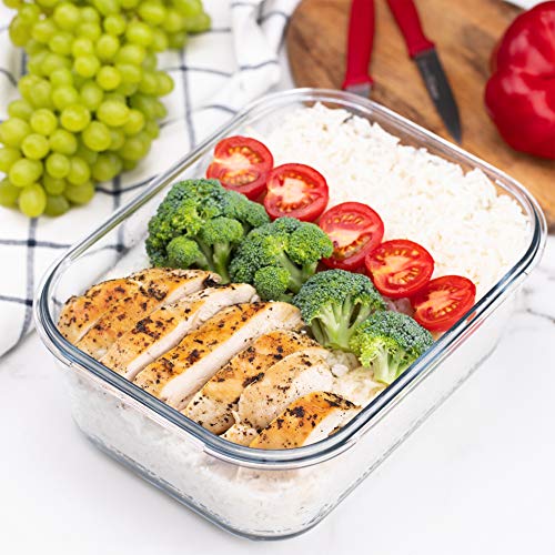 120 Oz 15 Cup Large Glass Food Storage Containers with Lids Airtight Set 3.5 L Family Size Extra Large Bakeware Marinating Lock Baking Dish Container Glass Bowls Meal Storing Serving Food Rectangle