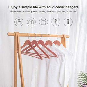 American Red Cedar Hangers 30 Pack, Wooden Suit Hangers with 360° Swivel Hook, Smooth Surface Slim Cedar Wood Coat Hangers, Great for Refresh Closet