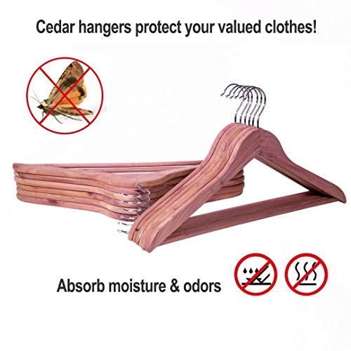 American Red Cedar Hangers 30 Pack, Wooden Suit Hangers with 360° Swivel Hook, Smooth Surface Slim Cedar Wood Coat Hangers, Great for Refresh Closet