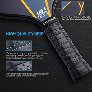 YC DGYCASI Graphite Pickleball Paddles Set of 2, 2022 USAPA Approved, Carbon Fiber Surface (CHS), Polypropylene Honeycomb Core, Anti-Slip Sweat-Absorbing Grip, 4 Pickleball, Portable Carry Bag