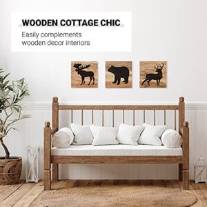 HomeRustique Real Wooden Cabin Decor with Bear, Deer and Moose (Set of 3) - Woodland Rustic Wall Decoration for Home, Log Cabin, Hunting Theme, Mountain Lodge or Bathroom, Animal Pictures Decor