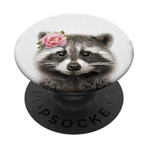 cute racoon art popsockets popgrip: swappable grip for phones & tablets