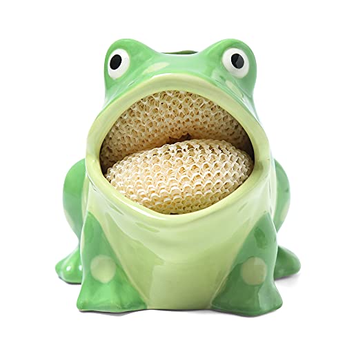 Ceramic Kitchen Scrubby Sponge Holder, Art Frog Collection, Adorable Home & Kitchen Decor