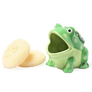 Ceramic Kitchen Scrubby Sponge Holder, Art Frog Collection, Adorable Home & Kitchen Decor